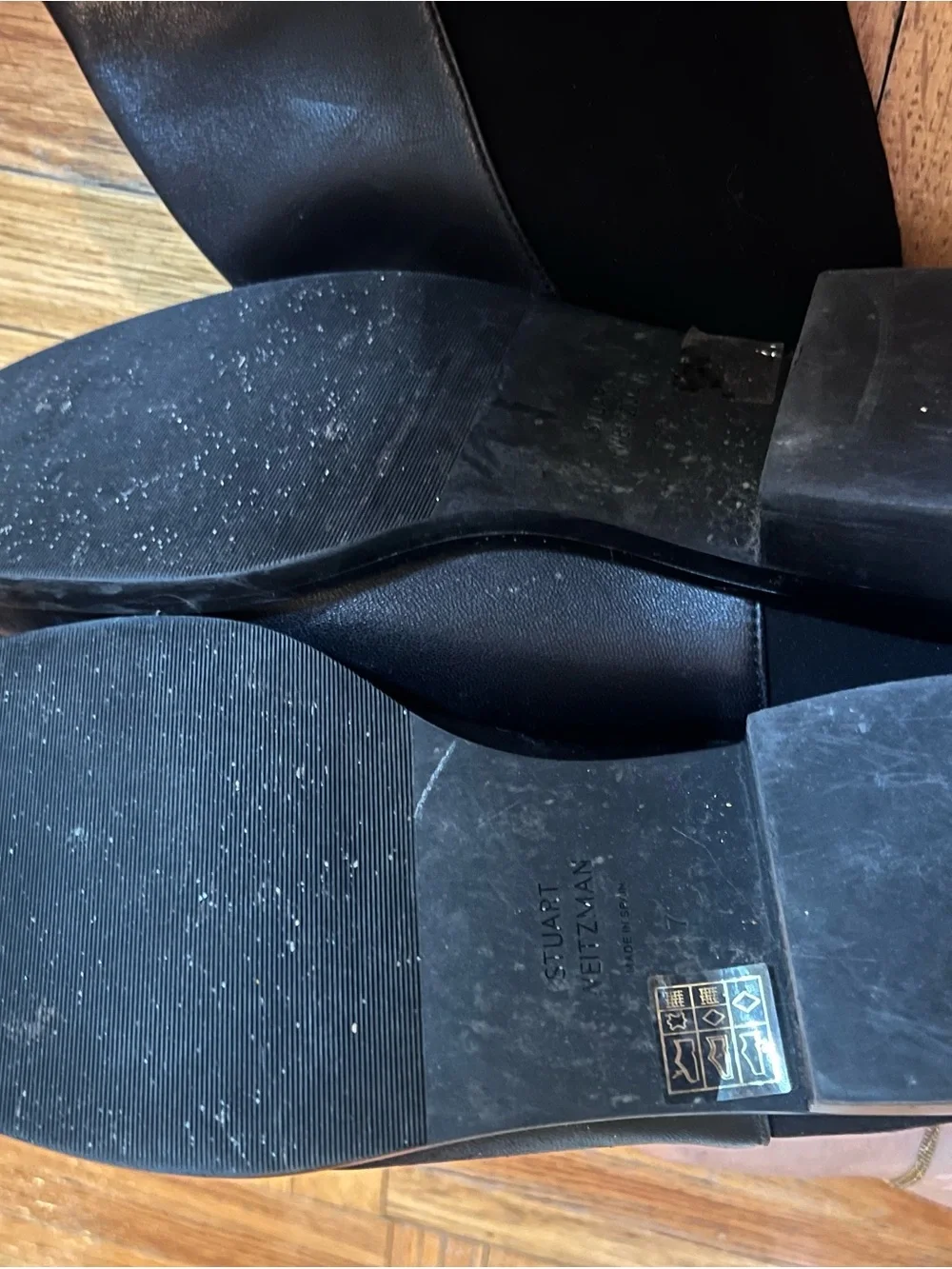 Stuart Weitzman Black Tall Leather & Stretch Riding Boots